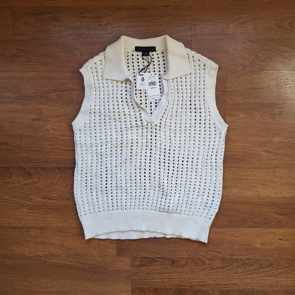 Sanctuary Open Knit Polo Sweater Vest